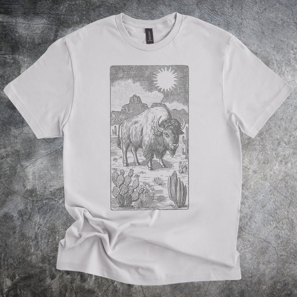 Abstract Shapes Graphic Tee in Ice Gray for Modern Art Lovers